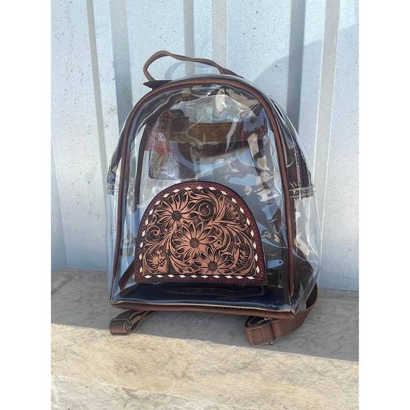 AMERICAN DARLING Handbags - NEW AMERICAN DARLING women's tooled leather backpack in clear